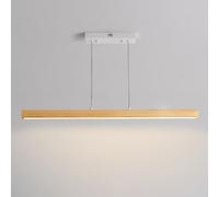 LED Pendant Light Wood Chandelier Ceiling Lamp 36.2in Linear Hanging Lamp, Long Strip Kitchen Island Lighting Fixture Wooden Dining Table Lights Minimalist Suspension Lamps