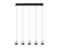 LED Pendelleuchte Schermo di Vetro Nero 95 CM 5-flammig 2700 K Sala Sospensione