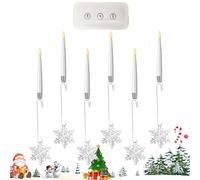 LED per albero di Natale 6 pezzi - senza fili per alberi di Natale artificiali con telecomando, calde ottiche a fiamme bianche, luci azionate a batteria per la decorazione Fest