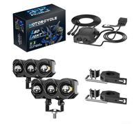LED per moto Alluminio IP67 Impermeabile 45W LED per moto Alluminio | Tre luci separate, alto e basso per raggio, luce ausiliaria stradale, e giallo dual-color
