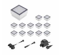 ledscom.de Pavimentazione a LED Gorgon luce da incasso a terra per esterni, 10x10cm, 12V, bianco caldo Set da 13 pezzi