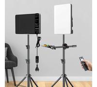 LED Photo Studio 3000k-6500k Video Fill Lampada Pannello luminoso Fotografia Illuminazione con supporto per treppiede Braccio lungo Spina europea per flusso live NO ARM holder
