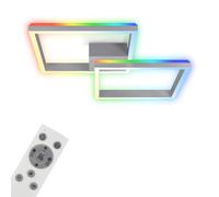 BRILONER - Lampada da soffitto RGB, lampada da soffitto retroilluminata a LED, dimmerabile, temperatura di colore regolabile, cornice a LED RGB, telecomando, colore alluminio