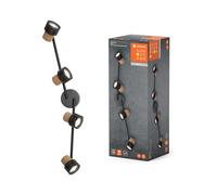 LED Plafoniera Decoro Spot Turacciolo Nero 4 X 3,4W GU10 920lm Bianco Caldo