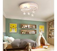 LED Plafoniera Lampada Stelle E Luna Luci Della Stanza Dei Bambini Dimmerabile Controllo Remoto Rotondo Acrilico Lampada Soffitto Ragazza Camera Letto Protezione Degli Occhi Lampadario,Bianca,42cm