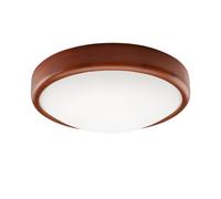 LED Plafoniera Legno Vetro Ø27cm Rotondo Piatto Soggiorno Camera Letto Luce [EEK: F]