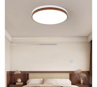 LED Plafoniera Soffitto con Telecomando Dimmerabile 3000K-6500K Lampada da Soffitto Moderna Minimalista Tondo Soffitto Luci per Soggiorno Camera da Letto Cucina Cameretta (Bianco + Legno Scuro,40cm)