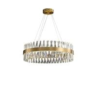 LED Post- Round Gold Chandelier, Hanging Light Fixture, Crystal Chandelier Atmospheric Scandinavian Dining Room