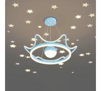 LED Projector Stars Ceiling Fixture Large Crown Pink Chandelier Blue Round Pendant Light for Girls Bedroom Nursery Room