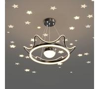 LED Projector Stars Ceiling Fixture Large Crown Pink Chandelier Blue Round Pendant Light for Girls Bedroom Nursery Room