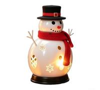 LED Pupazzo di neve decorazione 20cm luce calda plastica | Classico cappello nero, sciarpa rossa, allegra vacanza per lo spirito, altezza 20 cm, centrotavola festivo
