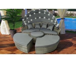 Led - Rattan Sun Island 180cm Including High Quality Rain Cover - Grey