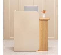 LED Reception Desk with Lockable Drawer L-Shaped Checkout Counter for Office Salon & Lobby - Modern Front Desk with Stylish Lighting Space-Saving Design
