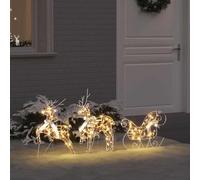 LED renna con 60 LED, set da 3 pezzi in PET bianco caldo, 44 x 18 x 65,5 cm, alimentato tramite USB, decorazione natalizia per soggiorno, terrazza e aree esterne protette