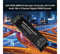 LED RGB DMX512 Decoder Controller DC12-24V 4x4A 16A 4 Canali Digital PWM Dimmer