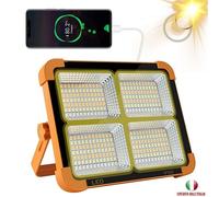LED RICARICABILE 120/300W PANNELLO SOLARE LUCE LAVORO PORTATILE FARETTO CANTIERE [EEK: A++]