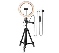 Led Ring Light Kit with Tripod Stand Dimmable for Makeup 3 Modes 10 Brightness Live Stream Makeup Video Broadcast (Colore: Black)