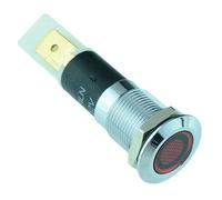 LED Rosso 12mm Piatto Metallo Pannello Indicatore 12V