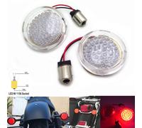 LED Rosso 2 " 1156 Pallottola Stile Giro Signal Luce W/Clear Lente Per Harley