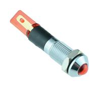 LED Rosso 8mm Metallo Pannello Indicatore 12V