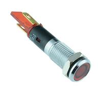 LED Rosso 8mm Piatto Metallo Pannello Indicatore 12V