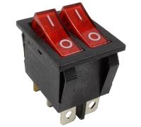 LED Rosso Doppio Acceso-Spento Rettangolo Interruttore a Bilanciere 230V 15A