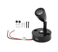 LED RV Reading Light with Three Lighting Colors Adjustable Direction and USB Charging Port Ideal for Camping Trailers Yachts and Indoor Use 12 to 24V 3W Black Housing (Black Housing)