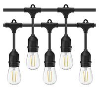 LED S14 catena esterna luci alimentate, 4 9FT grado commerciale robusto IP65 festone luci con 15 pezzi 2 W LED Edison lampadine E27 Base perfetta per la festa, cortile posteriore, caffè, matrimonio