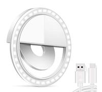 LED Selfie Ring Light, Ricaricabile Luce per Selfie 3 Livelli di Luminosità Clip di Regolazione su Telefono Cellulare per Smartphone iPhone Samsung Luce per Tik Tok Youtube