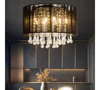 LED Seta Lampada a Sospensione Nero Ess Camera Vetro Cristallo Coprire [EEK: F]