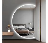 LED Smart Bathroom Mirror - 120 cm Half Circle Anti-Fog Shatter-Proof 3-Color Dimmerabile Backlit Wall Mounted for Makeup Bedroom Living Room IP44 Waterproof