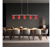 LED Soffitto Appesa Pendolo Lampada Luce Illuminazione Vetro Rosso Cromo [EEK: F]