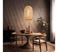 LED Soffitto Lampada a Sospensione Salotto Camera Bambù Treccia Retrò Filamento [EEK: E]