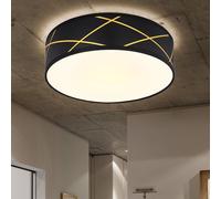 LED Soffitto Luce Design Ess Camera Illuminazione Tessuto Schermo Oro Nero Tondo