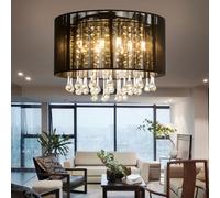 LED Soffitto Luce Vetro Seta Nero Ospiti Illuminazione Stanza Cristallo Lampada [EEK: F]