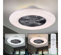 LED Soffitto Ventilatore Sternen Effetto Telecomando Lampada Silenzioso Cooler [EEK: Inaditato]