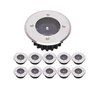 LED Solar Ground Light 10 Pack, Outdoor Light, Street Light, Buried Light, IP65 Waterproof (Cool White, Round) [Energy Class A+]