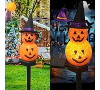 LED solar pumpkin snowman grounding plug light, Halloween outdoor atmosphere decoration light, cute black hat snowman courtyard warm light.
