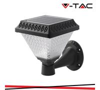 V-TAC Lampada LED solare da muro VT-972 08W a piramide con telecomando Nero 3in1 IP44
