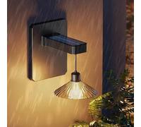 LED Solare Applique da Parete Esterni Impermeabile IP65 Vintage Lampada da Parete Senza Fili Moderna Metallo Esterno Iluminazioni per Pareti per Giardino Garage Corridoio (Nero Luce Calda,1 Pezzi)