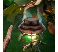 LED Solare Esterno Appesa Coprire Lampada Ruggine Retrò Gabbia Giardino Terrazzi