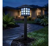 LED Solare Esterno Zona Chiodi Plug-In Lampada Base Giardino Faretto Nero
