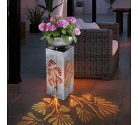 LED Solare Lampada Giardino Supporto Esterno Fiori Piante Ciotola Argento Antico