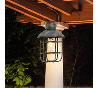 Lampada A Sospensione LED Solare Design A Gabbia Nera Per Esterni Giardino