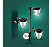 LED Solare Luce da Tavolo Lampada da Parete Chiodi 3in1 Nero IP44 Caldo & Freddo