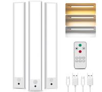 Led Sottopensile Cucina, 31CM Luce Led Sottopensile con Telecomando, 3000K-6500K Dimmerabile Luci LED Cucina con Sensore di Movimento per Armadio Scale Corridoio, 3 Pezzi