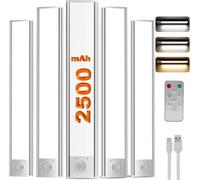 LED Sottopensile Cucina con Telecomando, 20 cm Luce Armadio LED con Sensore di Movimento, 3000k-6000k, Dimmerabile, Ricaricabile - Per Armadio, Scale, Guardaroba, Cucina, Corridoio(5 pezzi)