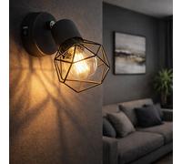 Globo LED Wandleuchte Käfig Gitter Verstellbar Schwarz Retro 1-3 Licht E14