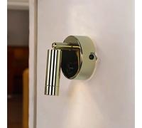 Licht-Erlebnisse Faretto da parete a LED in metallo dorato, soggiorno, camera da letto, ufficio, altezza: 11 cm, 3 W, con interruttore, flessibile, elegante, moderna lampada da parete PASA
