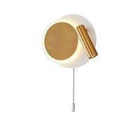LED Spotlight, Bedside Reading Lamp, Round Metal Wall Sconce with Acrylic Lampshade, 350°+° Adjustable, LED Wall Light Fixture, Bedroom Wall Lamps 6000K
